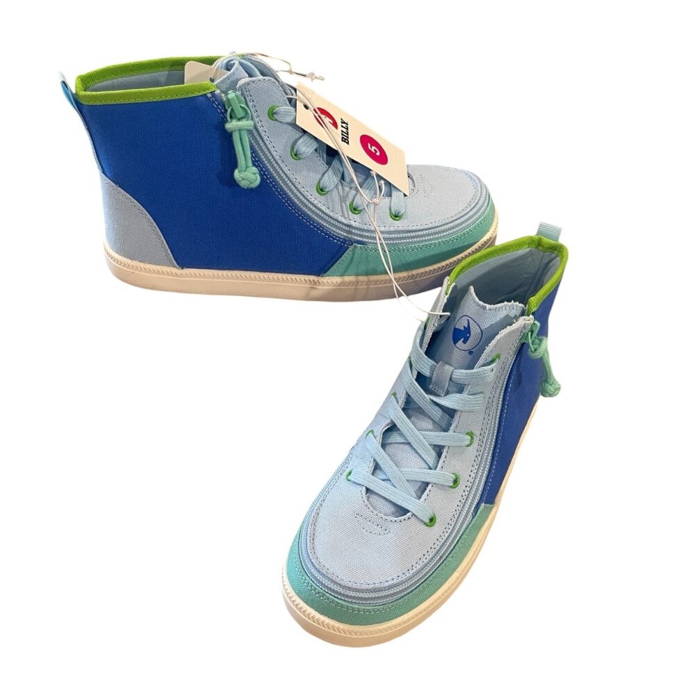 Kids High-Top Sneakers in Blue & Green - Stylish Everyday Play Shoes